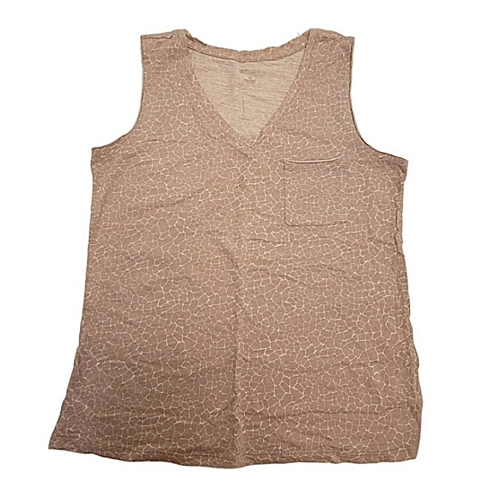 Dept 222 Women's Sleeveless Tan Crackle Pattern Tank Top size Medium